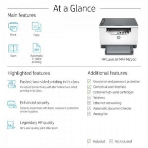 IMPRIMANTE MUTLIFONCTION LASERJET HP M236D (9YF94A)